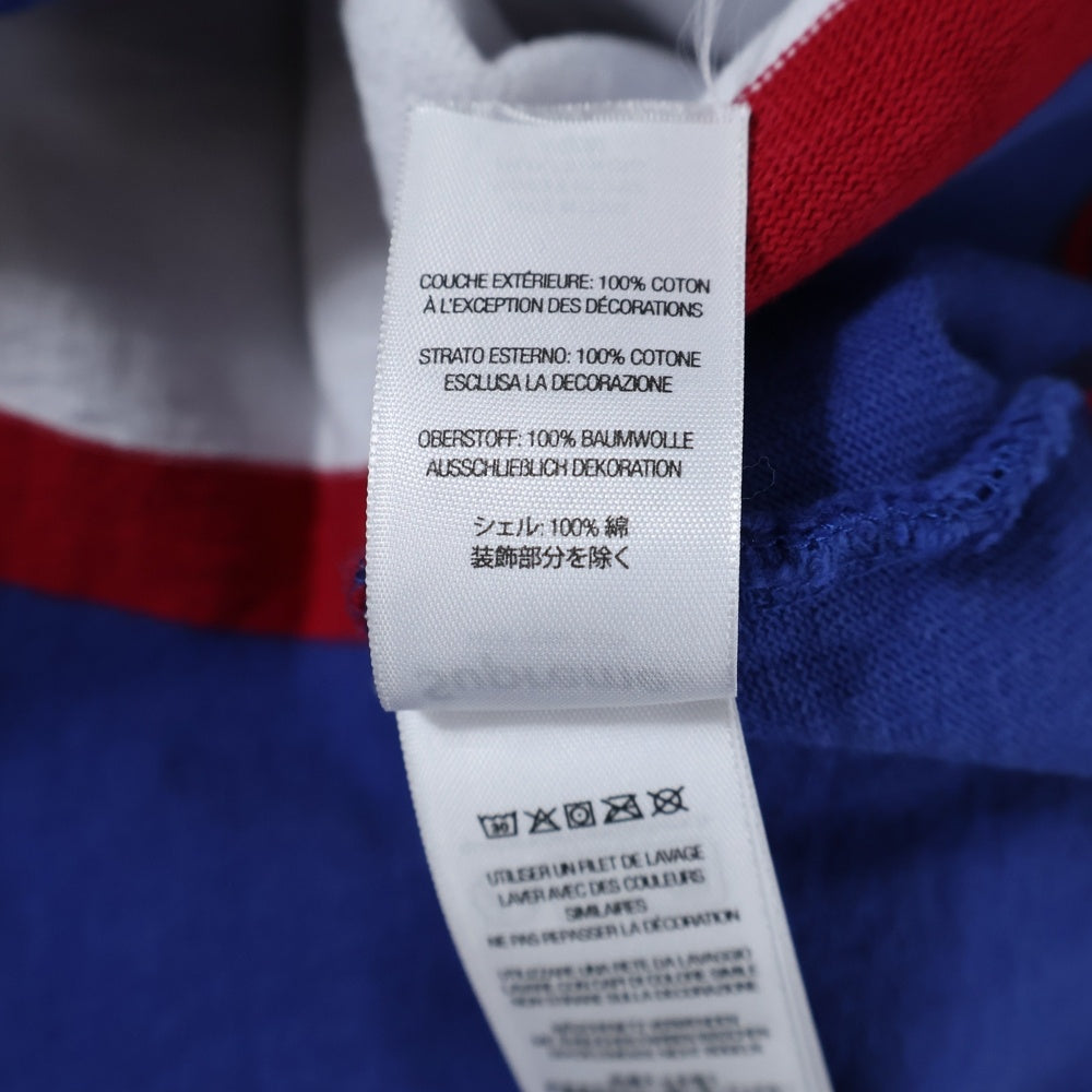 SUPREME(シュプリーム) 24AW Hooded Rugby ロゴ刺繍 フーデッド ボーダーラグビーパーカー ブルー/ホワイト