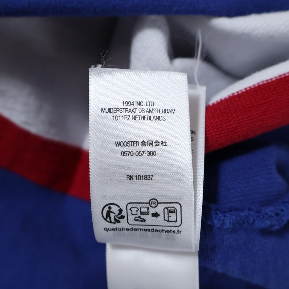 SUPREME(シュプリーム) 24AW Hooded Rugby ロゴ刺繍 フーデッド ボーダーラグビーパーカー ブルー/ホワイト