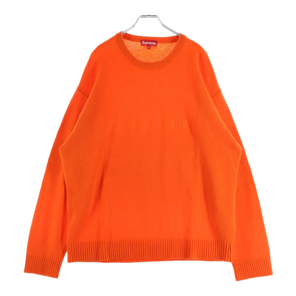 SUPREME(シュプリーム) 22AW Embossed Sweater エンボスロゴ クルーネック長袖ニットセーター オレンジ