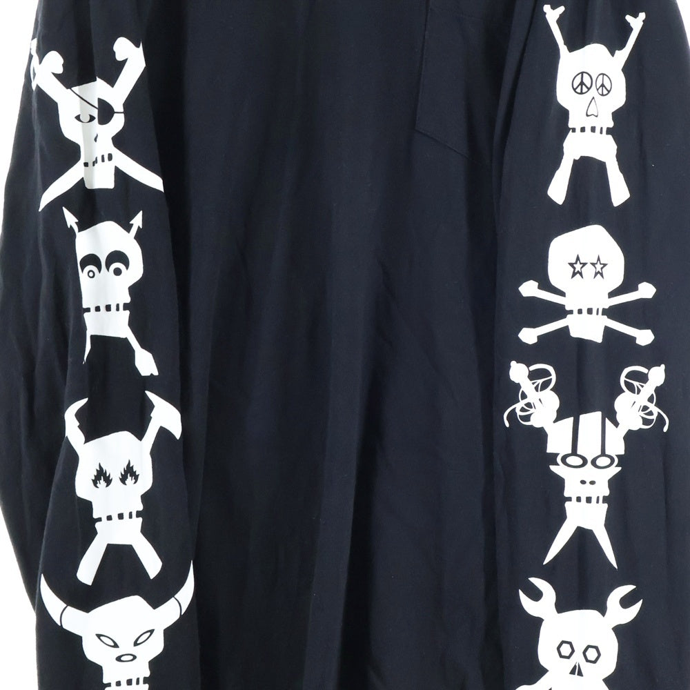STUSSY(ステューシー) スカルプリント クルーネック長袖Tシャツ カットソー ブラック
