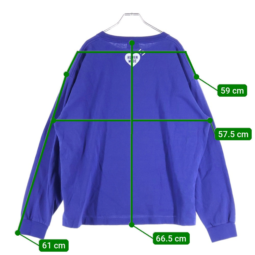 HUMAN MADE(ヒューマンメイド) GRAPHIC L/S T-SHIRT HM30CS026 グラフィックプリント クルーネックロングスリーブ 長袖Tシャツ カットソー ブルー