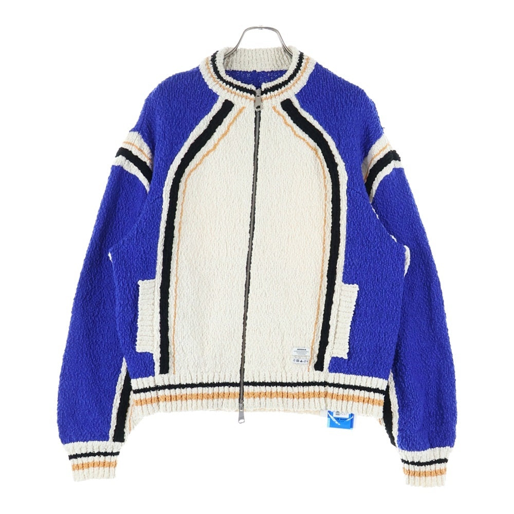 ADER ERROR(アーダーエラー) 24SS Alieb Knit BN01SSKT0701BL ジップアップ ニットカーディガン ブルー/ホワイト