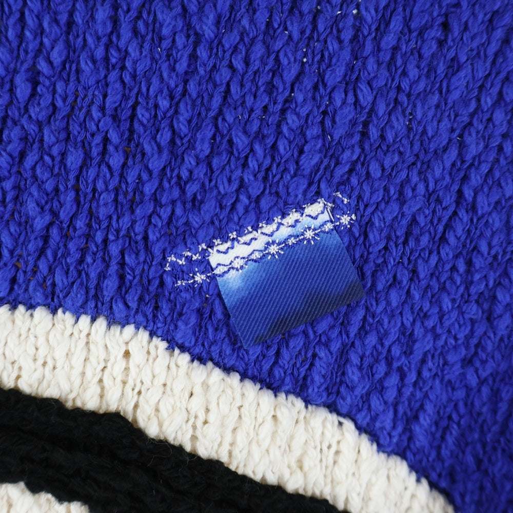 ADER ERROR(アーダーエラー) 24SS Alieb Knit BN01SSKT0701BL ジップアップ ニットカーディガン ブルー/ホワイト