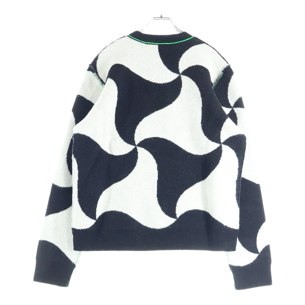 BOTTEGA VENETA(ボッテガヴェネタ) ウェーブデザイン クルーネック ニットセーター 692462 V1T90 ホワイト/ブラック