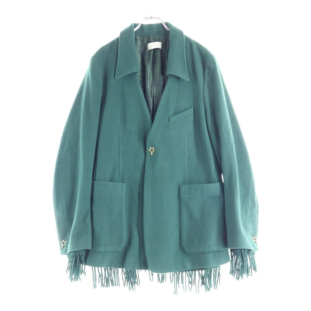 BED J.W. FORD(ベッドフォード) 23AW Lapel-less Jacket 23AW-B-JK01 フリンジ ウール テーラードジャケット グリーン