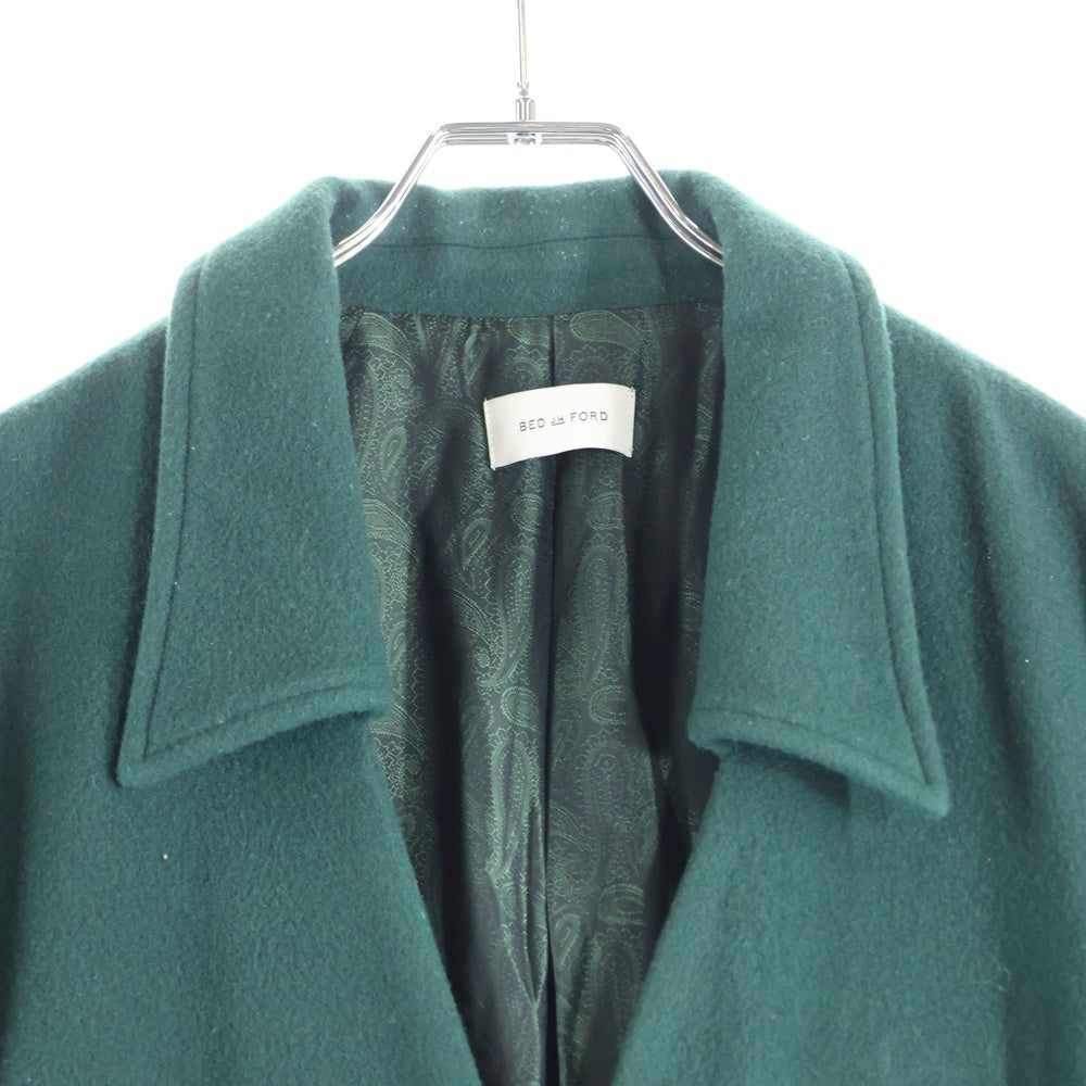 BED J.W. FORD(ベッドフォード) 23AW Lapel-less Jacket 23AW-B-JK01 フリンジ ウール テーラードジャケット グリーン