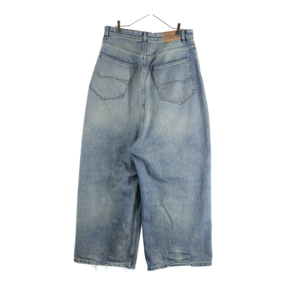 BALENCIAGA(バレンシアガ) Low Crotch Jeans 706652 TJW95 ダメージ加工 ワイドデニムパンツ インディゴ