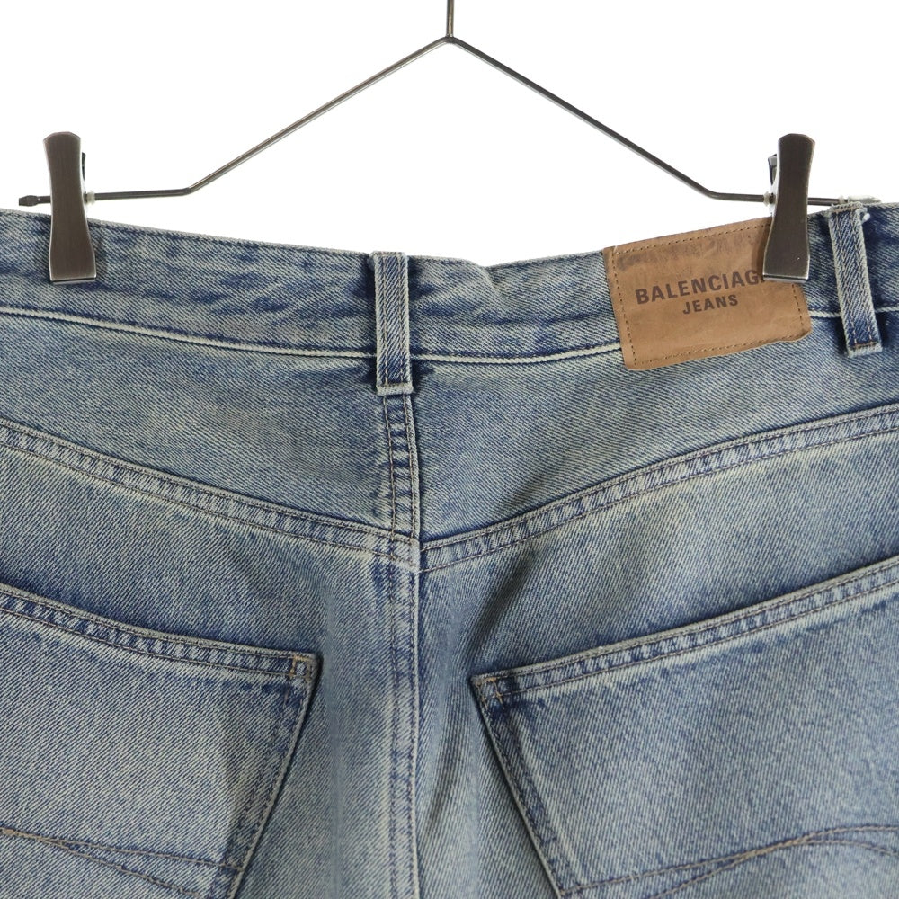 BALENCIAGA(バレンシアガ) Low Crotch Jeans 706652 TJW95 ダメージ加工 ワイドデニムパンツ インディゴ
