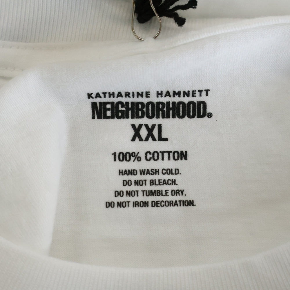 NEIGHBORHOOD(ネイバーフッド) 22AW×KATHARINE HAMNETT KH.TEE-2 LS.CO ロゴ プリント ロングスリーブ 長袖 Tシャツ ロンT ホワイト