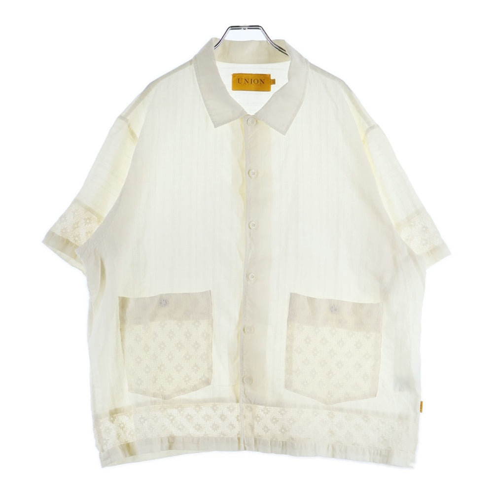 UNION(ユニオン) レースデザイン 半袖シャツ アイボリー WSS-202