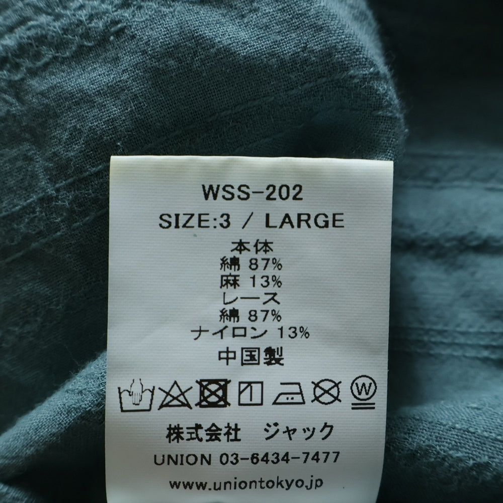 UNION(ユニオン) レースデザイン 半袖シャツ グリーン WSS-202