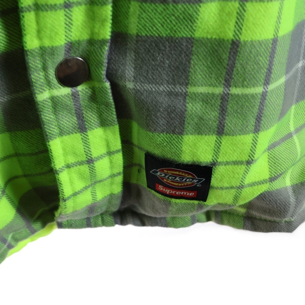 SUPREME(シュプリーム) ×Dickies Zip Up Flannel Shirt ジップアップパーカー フランネルシャツ チェック イエロー/グリーン