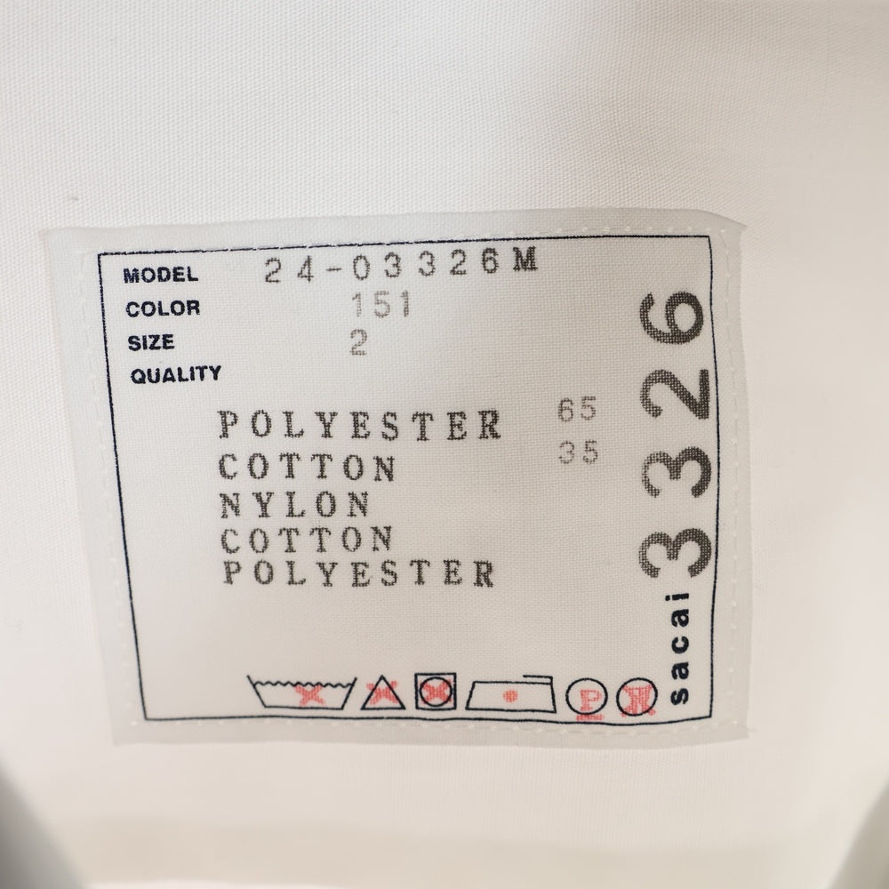 Sacai(サカイ) COTTON POPLIN SHIRT コットン ポプリン 長袖シャツ ホワイト 24-03326M