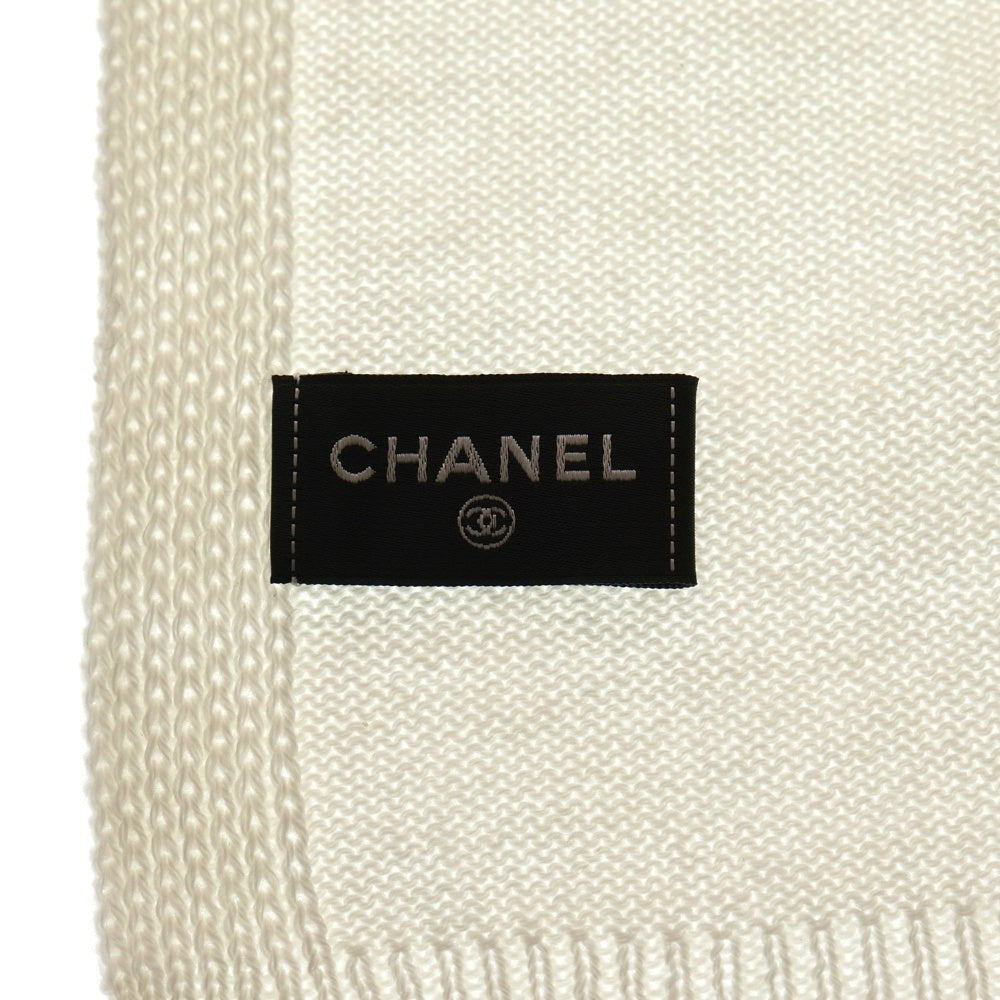 CHANEL(シャネル) ココマーク スパンコール カシミヤニットマフラー 大判 ホワイト