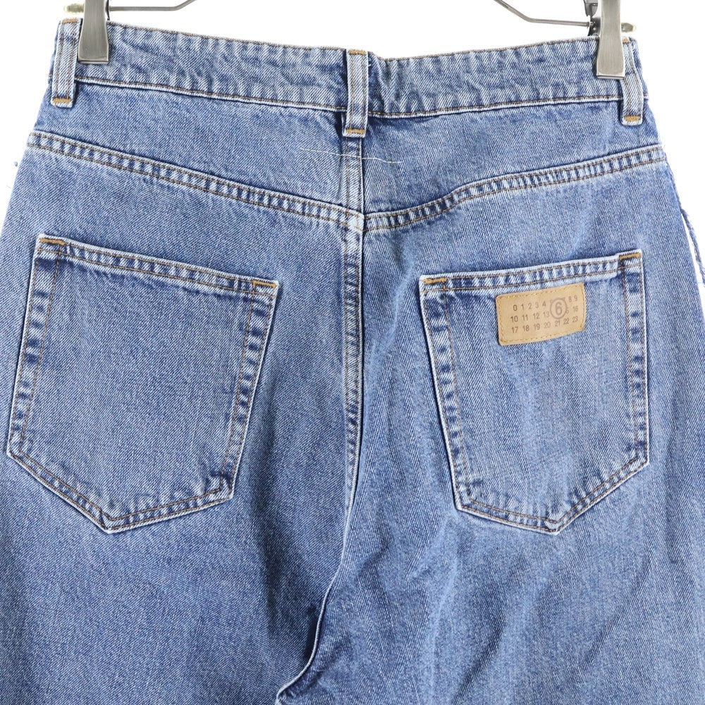 MM6 Maison Margiela(エムエムシックスメゾンマルジェラ) 25AW WIDE DENIM SH0LA0025 S30844 ダメージ加工 ワイドレグ デニムパンツ インディゴ