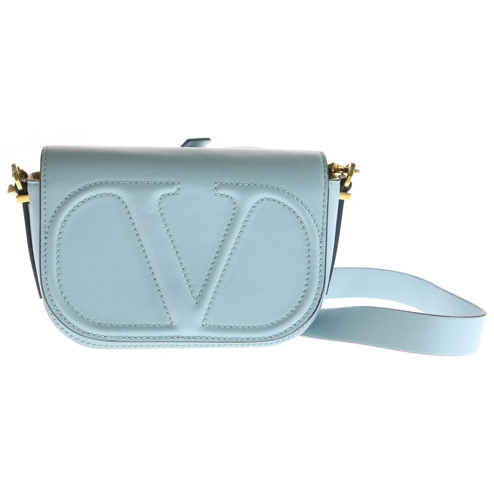 VALENTINO(ヴァレンティノ) Vロゴ ステッチショルダーバッグ メッセンジャーバッグ ブルー レディース
