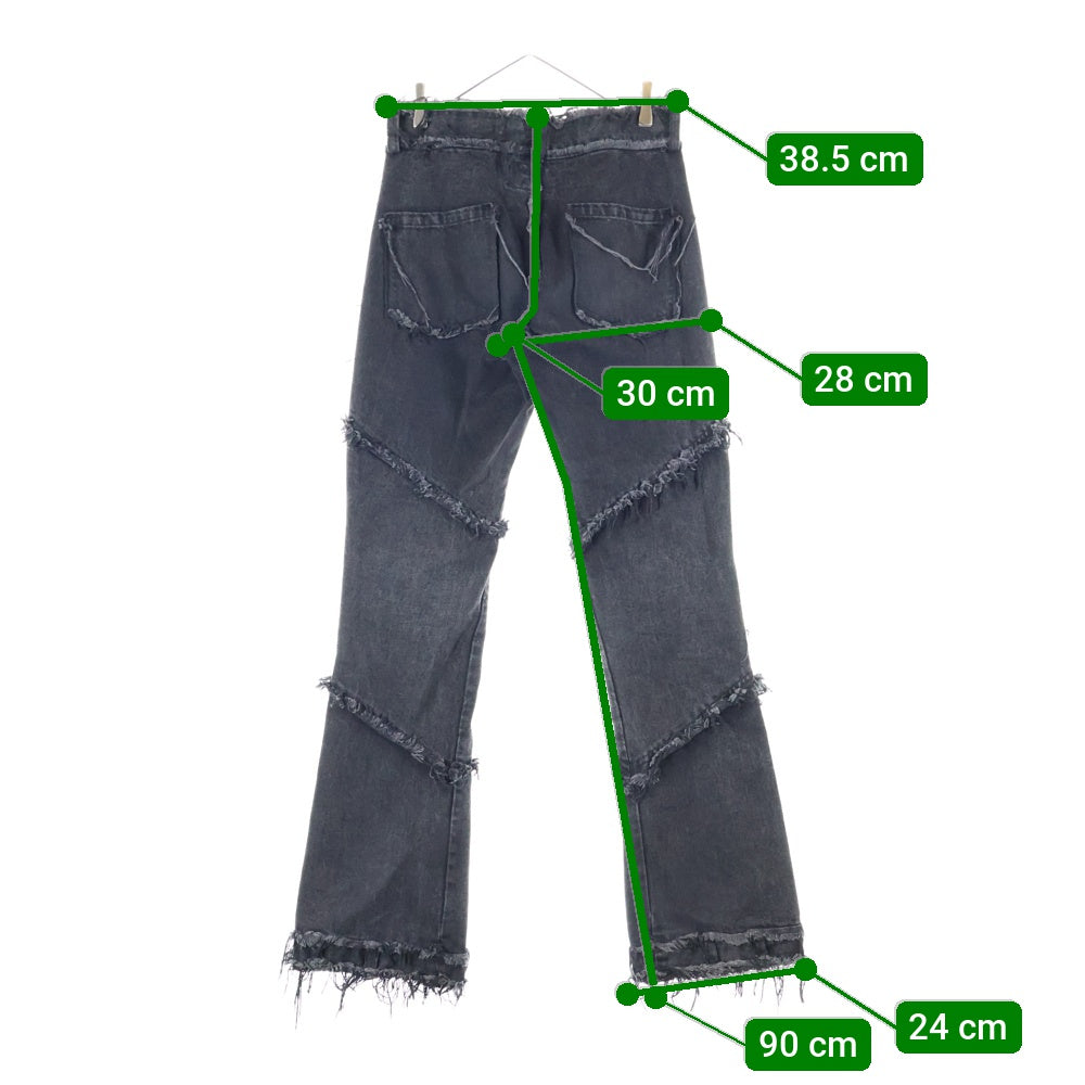 NO BRAND(ノーブランド) BLACKTAI【ブラックタイ】 Flare Denim Pants Y2K フレア デニムパンツ ブラック