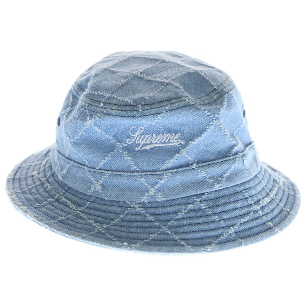 SUPREME(シュプリーム) 23AW Punched Denim Crusher クラッシャー デニム バケットハット キャップ 帽子 ブルー