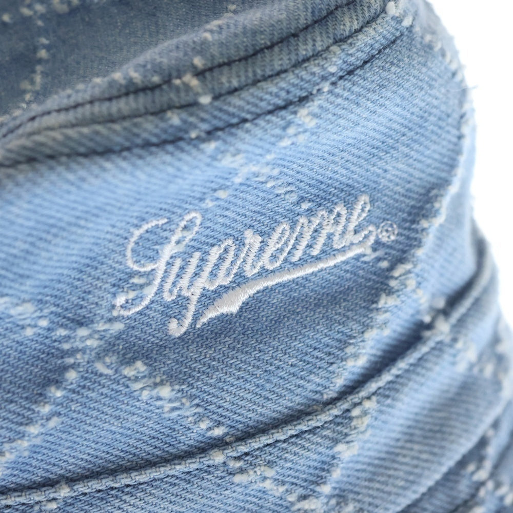 SUPREME(シュプリーム) 23AW Punched Denim Crusher クラッシャー デニム バケットハット キャップ 帽子 ブルー