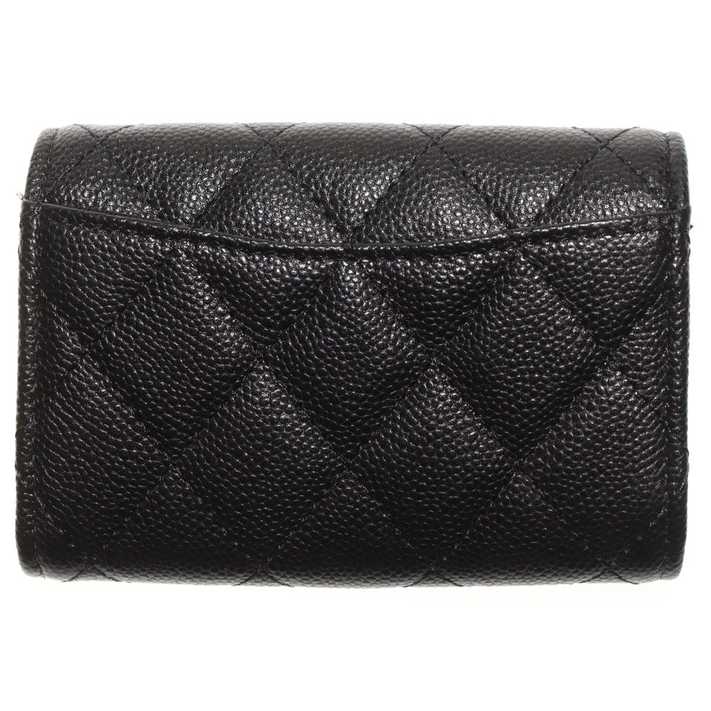 CHANEL(シャネル) キーケース 4連 キーリング付き マトラッセ キャビアスキン レザー ブラック