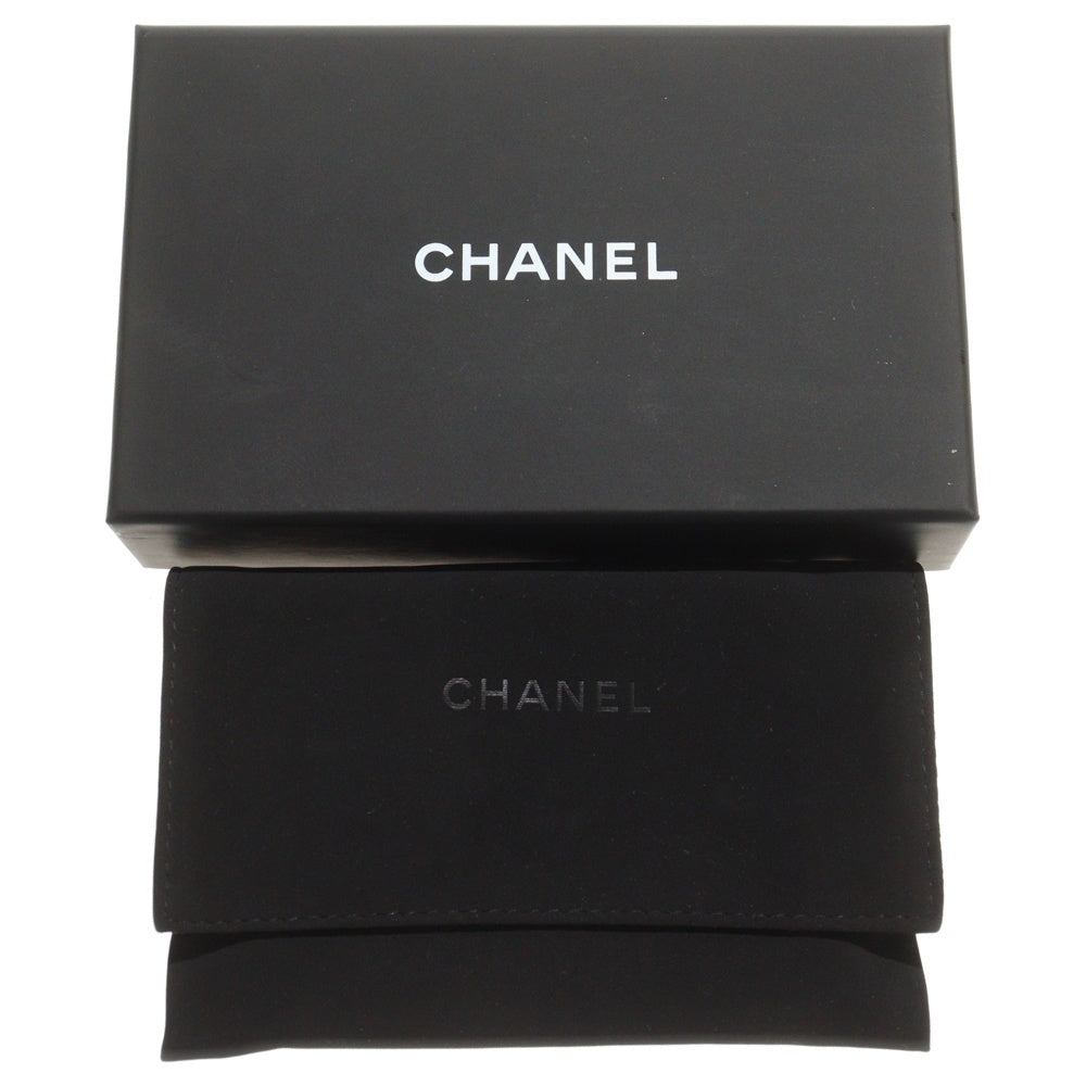 CHANEL(シャネル) キーケース 4連 キーリング付き マトラッセ キャビアスキン レザー ブラック