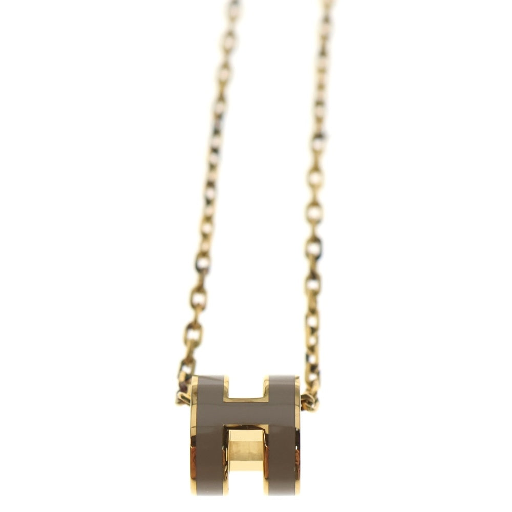 HERMES(エルメス) ポップアッシュH ネックレス ペンダント チェーン イエローゴールド グレー GP レディース
