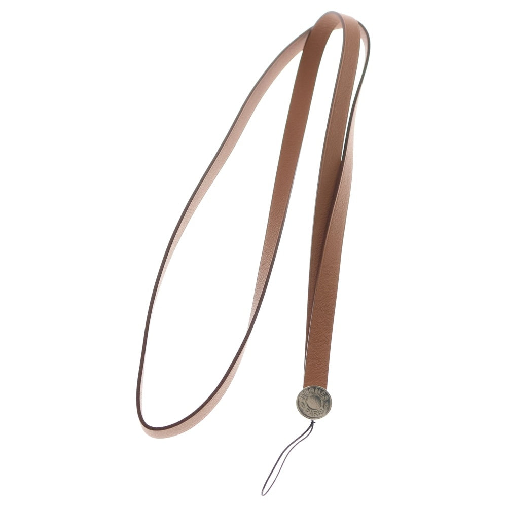 HERMES(エルメス) セリエ ロングストラップ ネックストラップ チャーム キャメル/シルバー