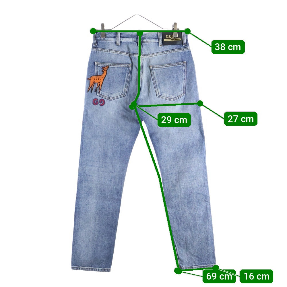 GUCCI(グッチ) アニマル刺繍 GGロゴデザイン デニムパンツ インディゴ