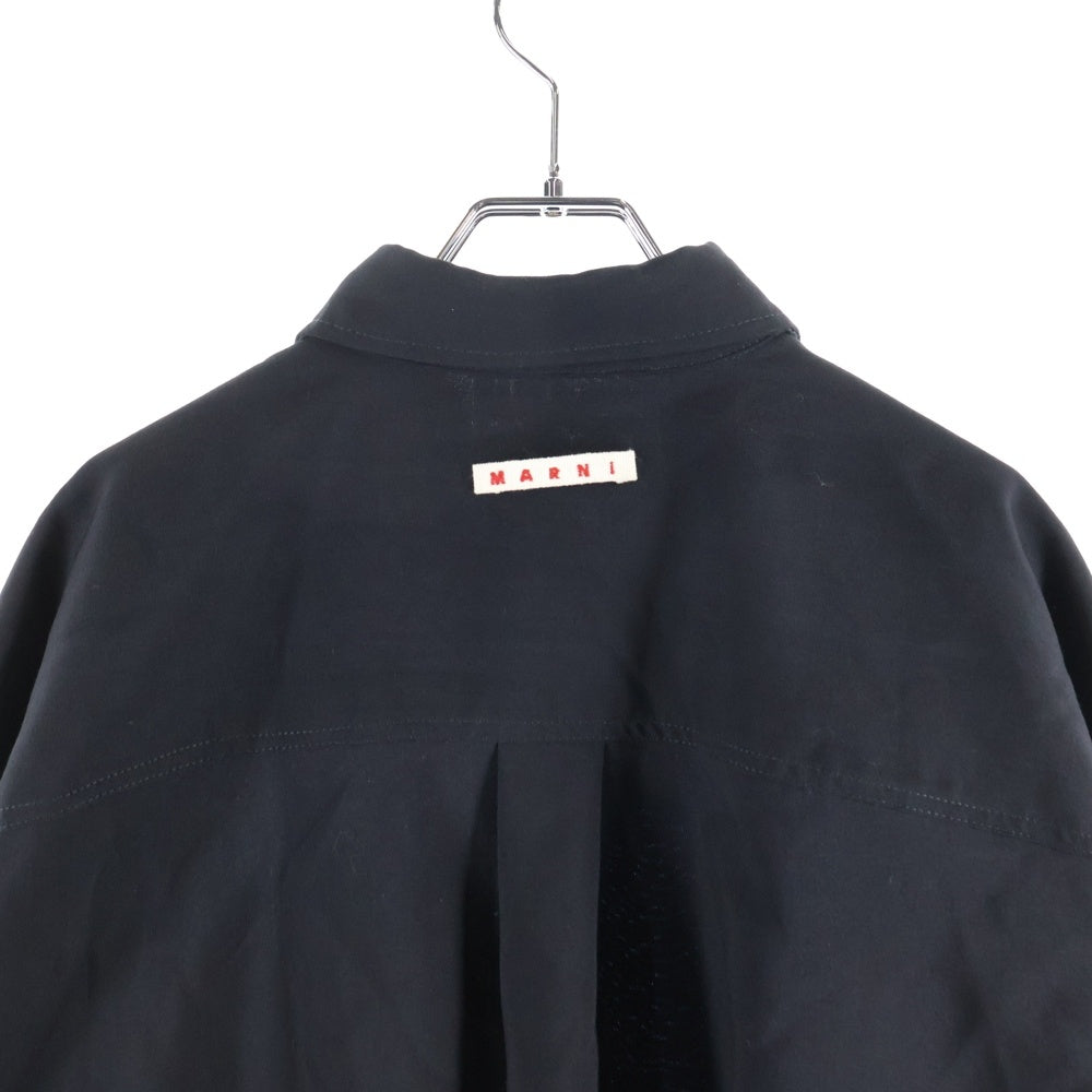 MARNI(マルニ) 24SS ストライプ ストライプ切替デザイン フロントポケット 長袖シャツ ブルー/ブラック CUMU0278UD UTWA14