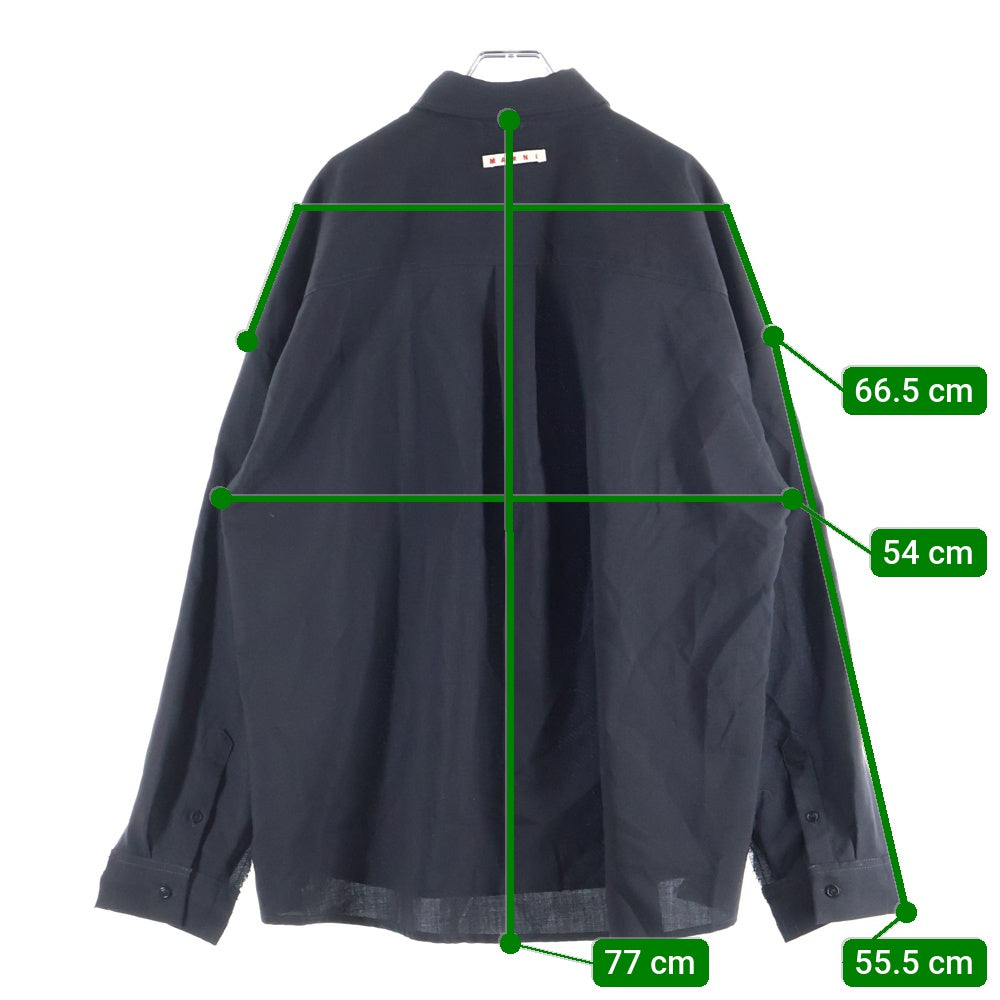 MARNI(マルニ) 24SS ストライプ ストライプ切替デザイン フロントポケット 長袖シャツ ブルー/ブラック CUMU0278UD UTWA14