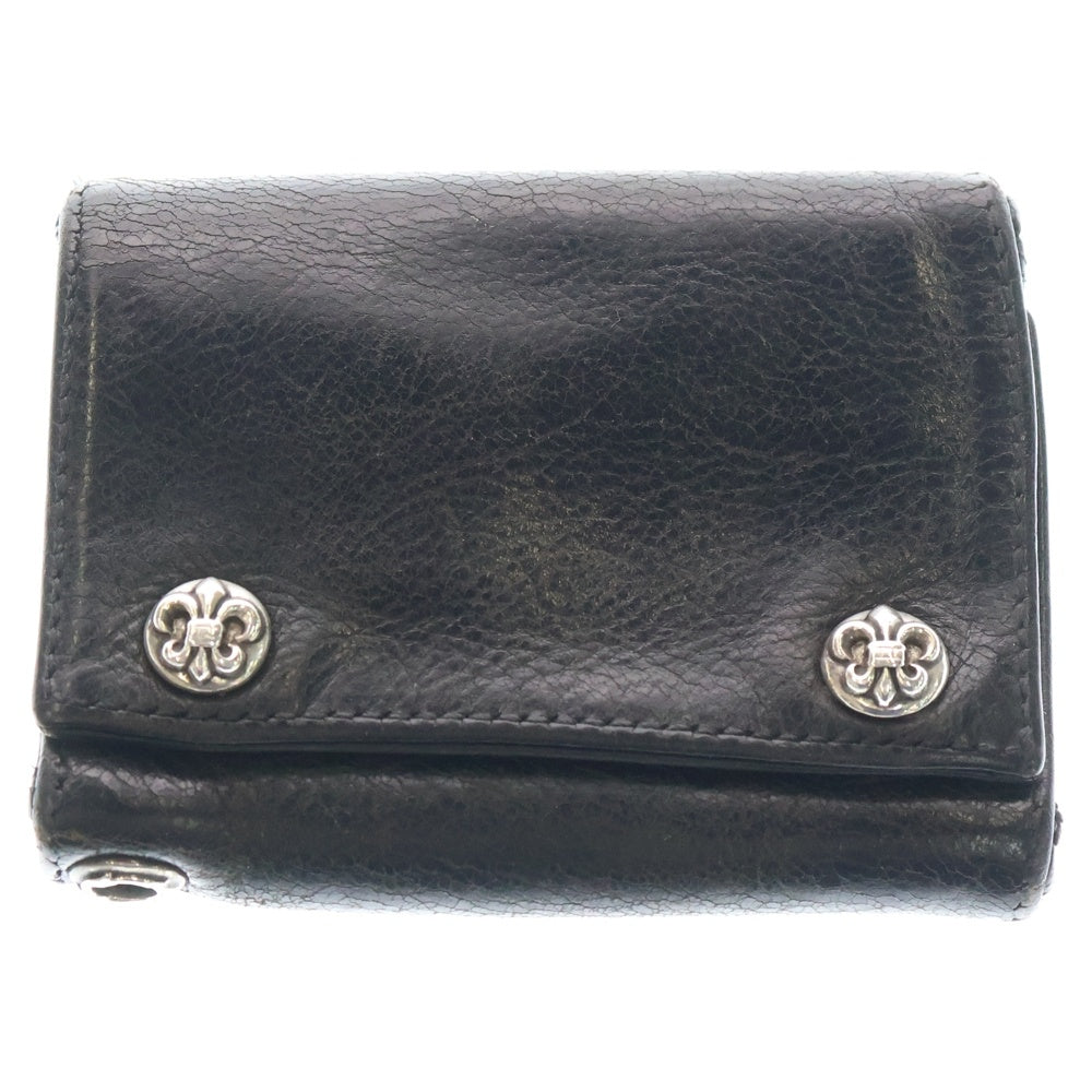 CHROME HEARTS(クロムハーツ) 3FOLD 3フォールド フレアボタン レザーウォレット 財布 ブラック BCA364