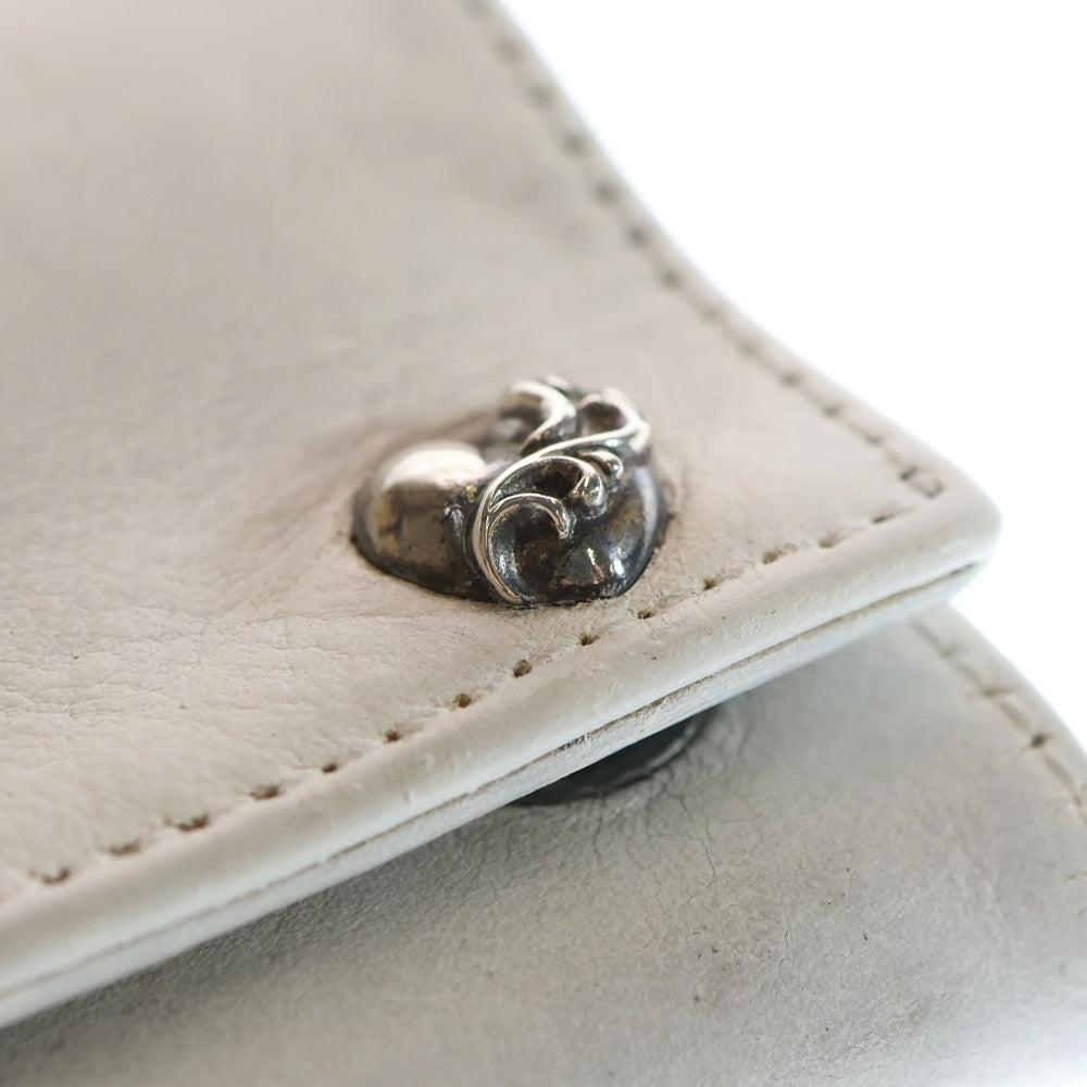 CHROME HEARTS(クロムハーツ) 3FOLD 3フォールド ハートボタン レザーウォレット 財布 ホワイト BCA364