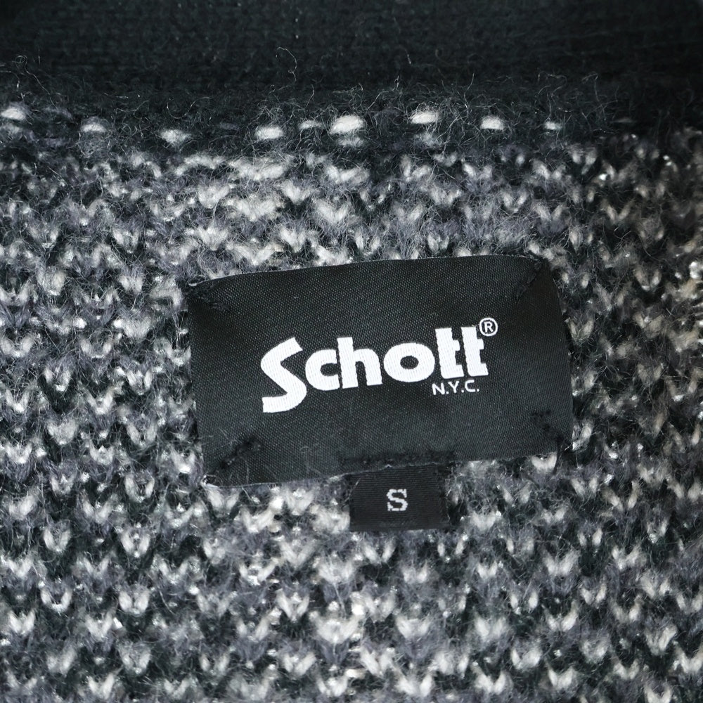 SCHOTT(ショット) SHAGGY KNIT CARDIGAN 782-3241001 シャギー ニット カーディガン ブラック
