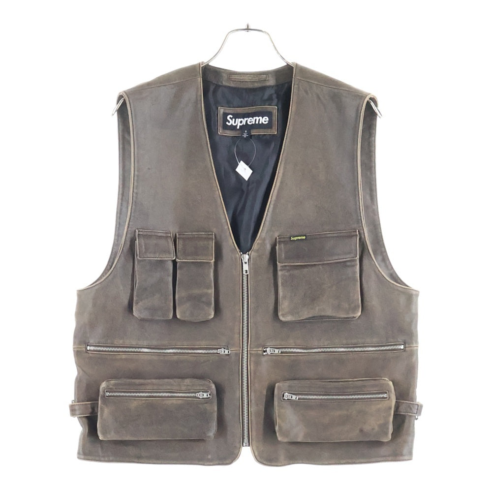SUPREME(シュプリーム) 25SS Leather Cargo Vest ラムレザー カーゴベスト ブラウン
