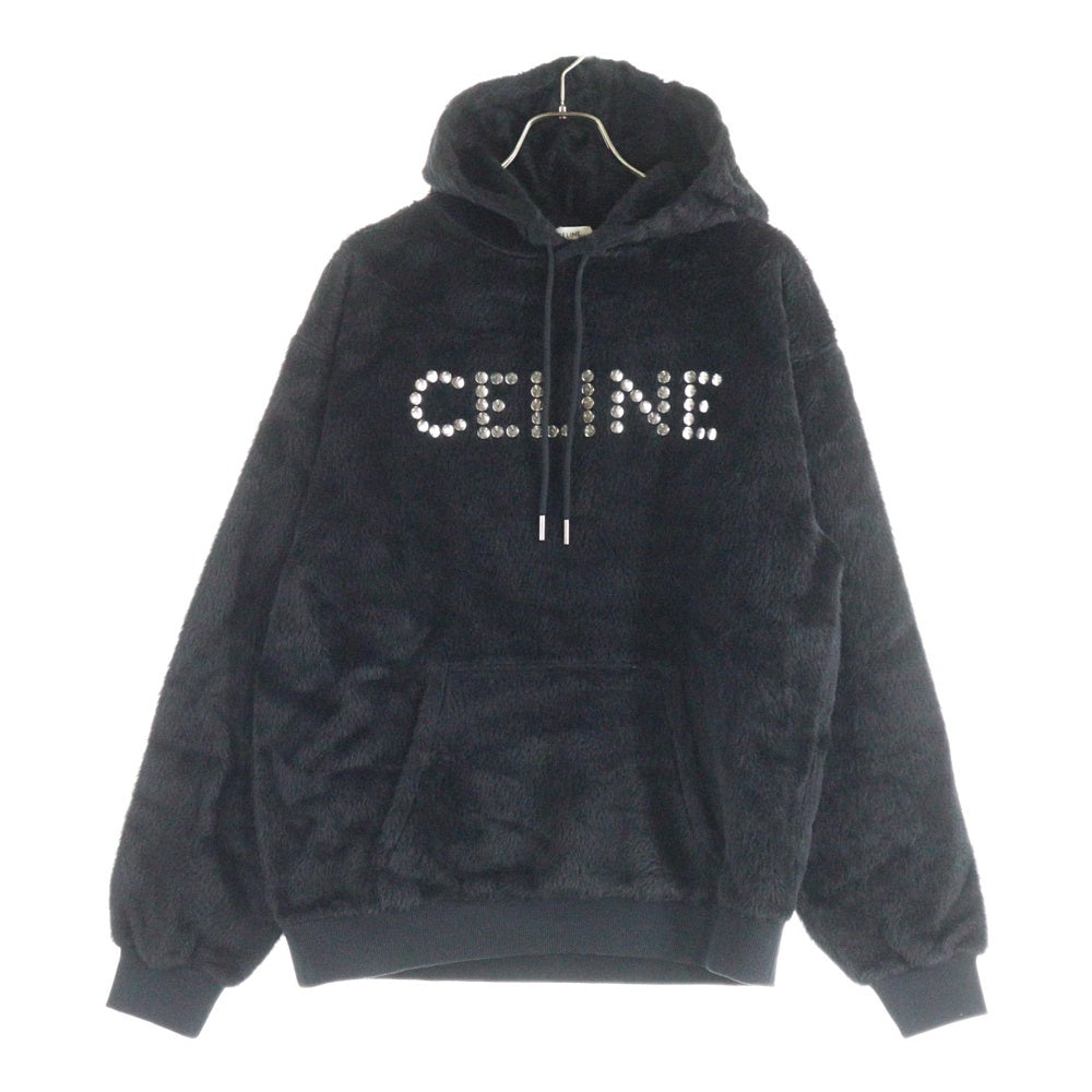CELINE(セリーヌ) エディ期 スタッズロゴ アルパカウール プルオーバーパーカー ブラック