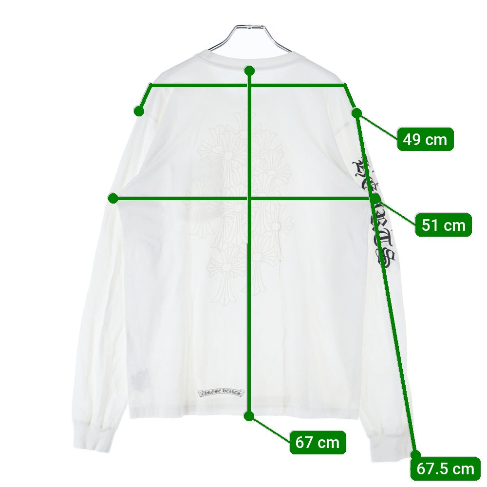 CHROME HEARTS(クロムハーツ) CH L S 1 バックセメタリークロスプリント 長袖Tシャツ カットソー ホワイト