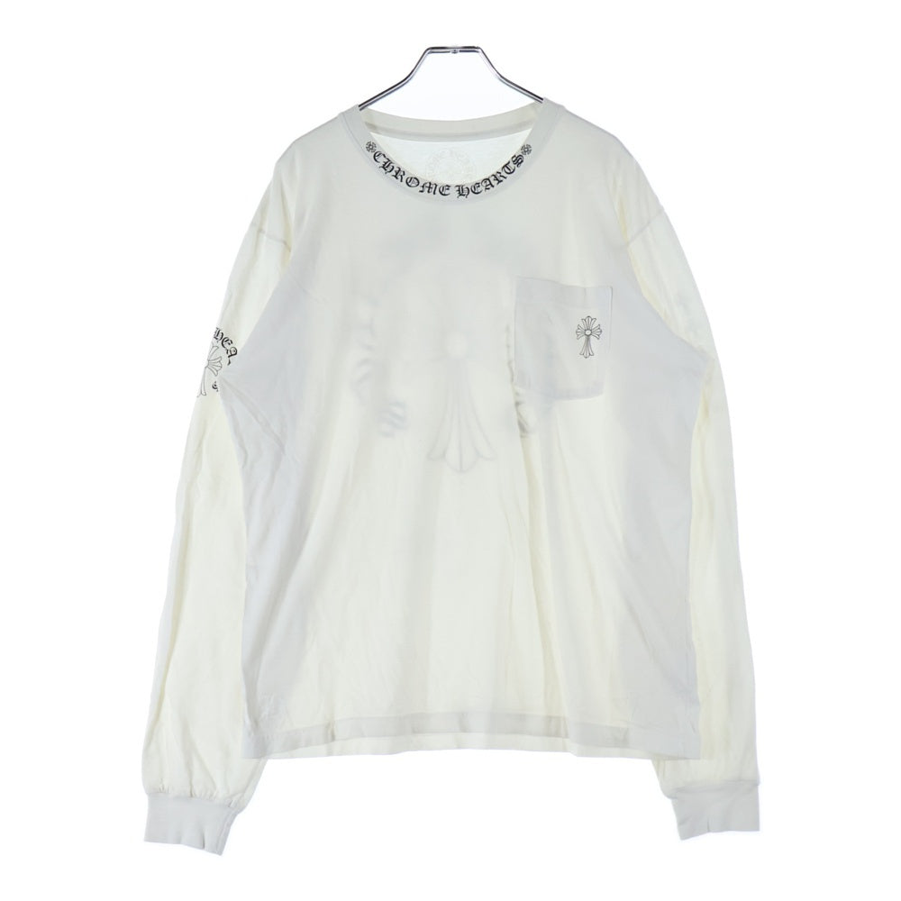 CHROME HEARTS(クロムハーツ) Back Cross Neck Logo Tee バッククロスネックロゴ 長袖Tシャツ ホワイト
