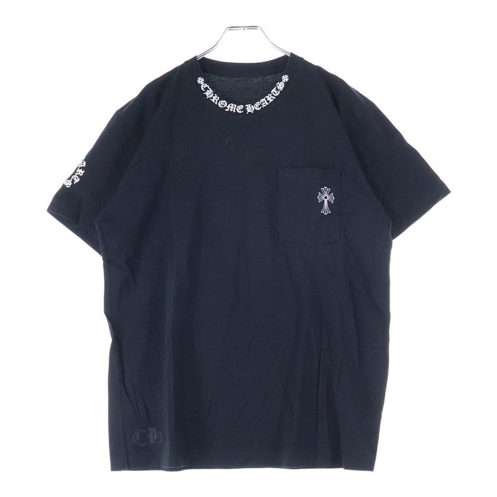 CHROME HEARTS(クロムハーツ) CH T-SHRT 1 ネックロゴ バッククロスプリント 半袖Tシャツ ブラック