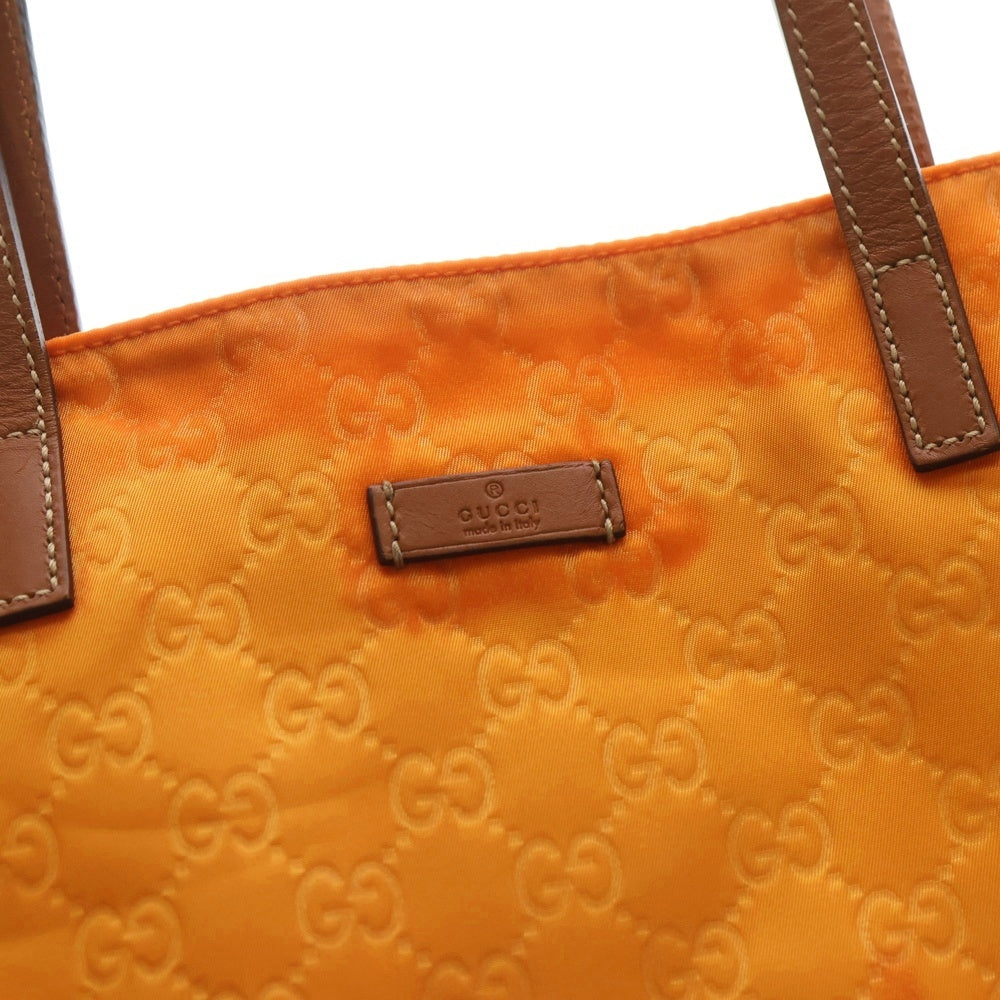 GUCCI(グッチ) GGナイロン トートバッグ ハンドバッグ レザー オレンジ レディース