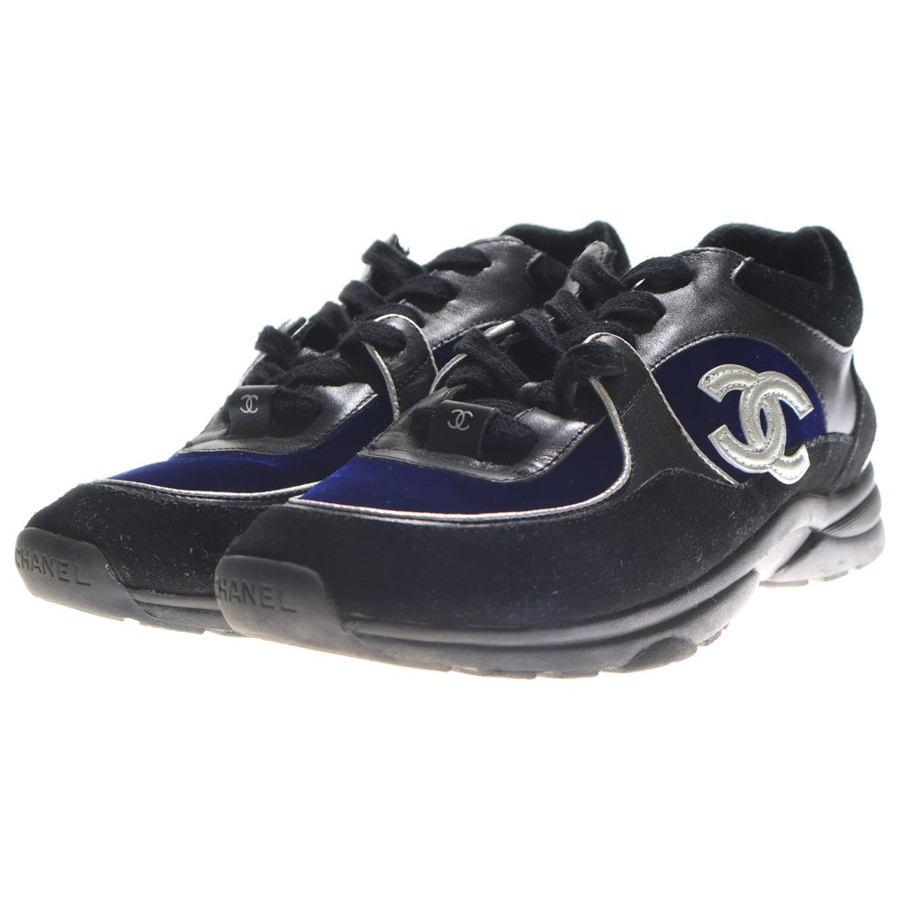 CHANEL(シャネル) ココマーク スウェードローカットスニーカー ネイビー/シルバー G34058 レディース