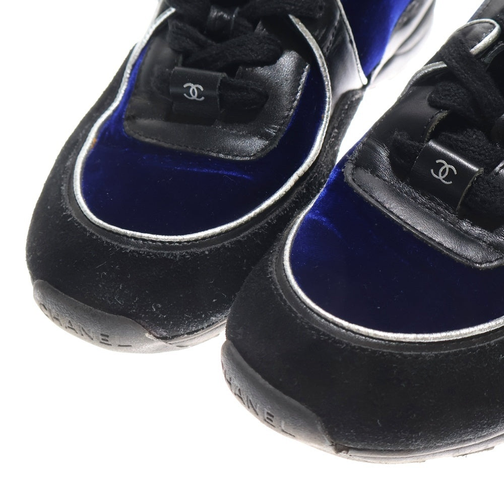 CHANEL(シャネル) ココマーク スウェードローカットスニーカー ネイビー/シルバー G34058 レディース