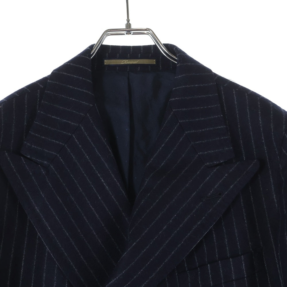 NO BRAND(ノーブランド) PINOLERARIO ピーノレラリオ ピンストライプ ダブルテーラードジャケット ネイビー