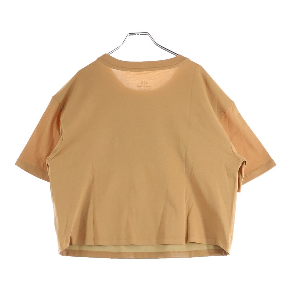 Armani Exchange(アルマーニ エクスチェンジ) シグネチャーロゴ クルーネック クロップド 半袖Tシャツ カットソー ベージュ レディース