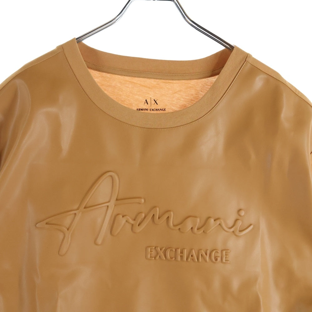 Armani Exchange(アルマーニ エクスチェンジ) シグネチャーロゴ クルーネック クロップド 半袖Tシャツ カットソー ベージュ レディース