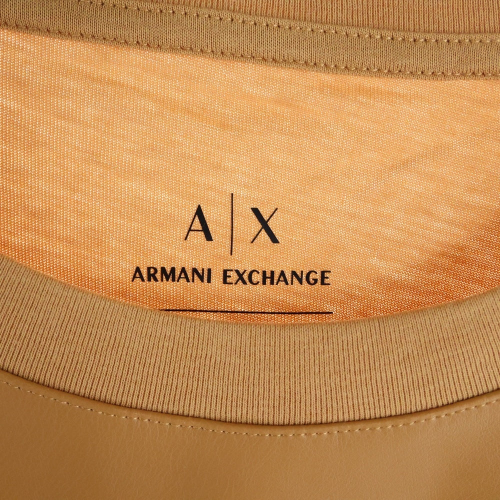 Armani Exchange(アルマーニ エクスチェンジ) シグネチャーロゴ クルーネック クロップド 半袖Tシャツ カットソー ベージュ レディース