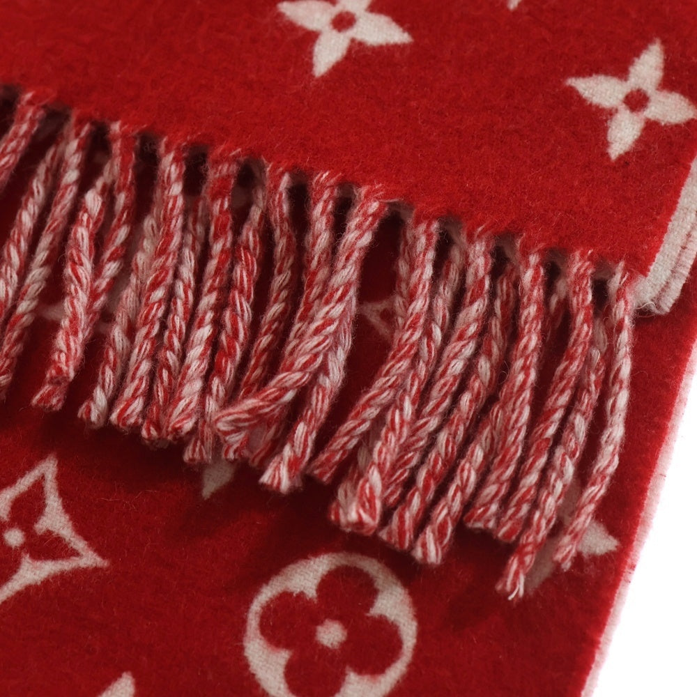 LOUIS VUITTON(ルイヴィトン) 17AW ×SUPREME Monogram Scarf シュプリーム モノグラムスカーフ カシミヤ混ウールマフラー レッド MP1890 レディース