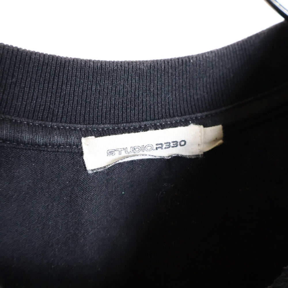 STUDIO R330(ステュディオ アール スリーサーティー) ロゴ刺繍 ロングスリーブカットソー 長袖Tシャツ ブラック