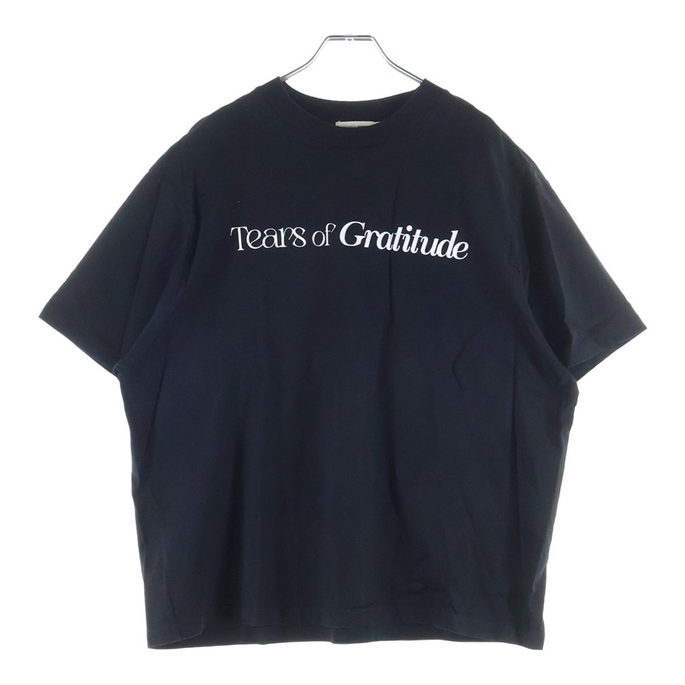 NO BRAND(ノーブランド) STUDIO R330(ステュディオ アール スリーサーティー)フロントプリント クルーネック半袖Tシャツ ブラック