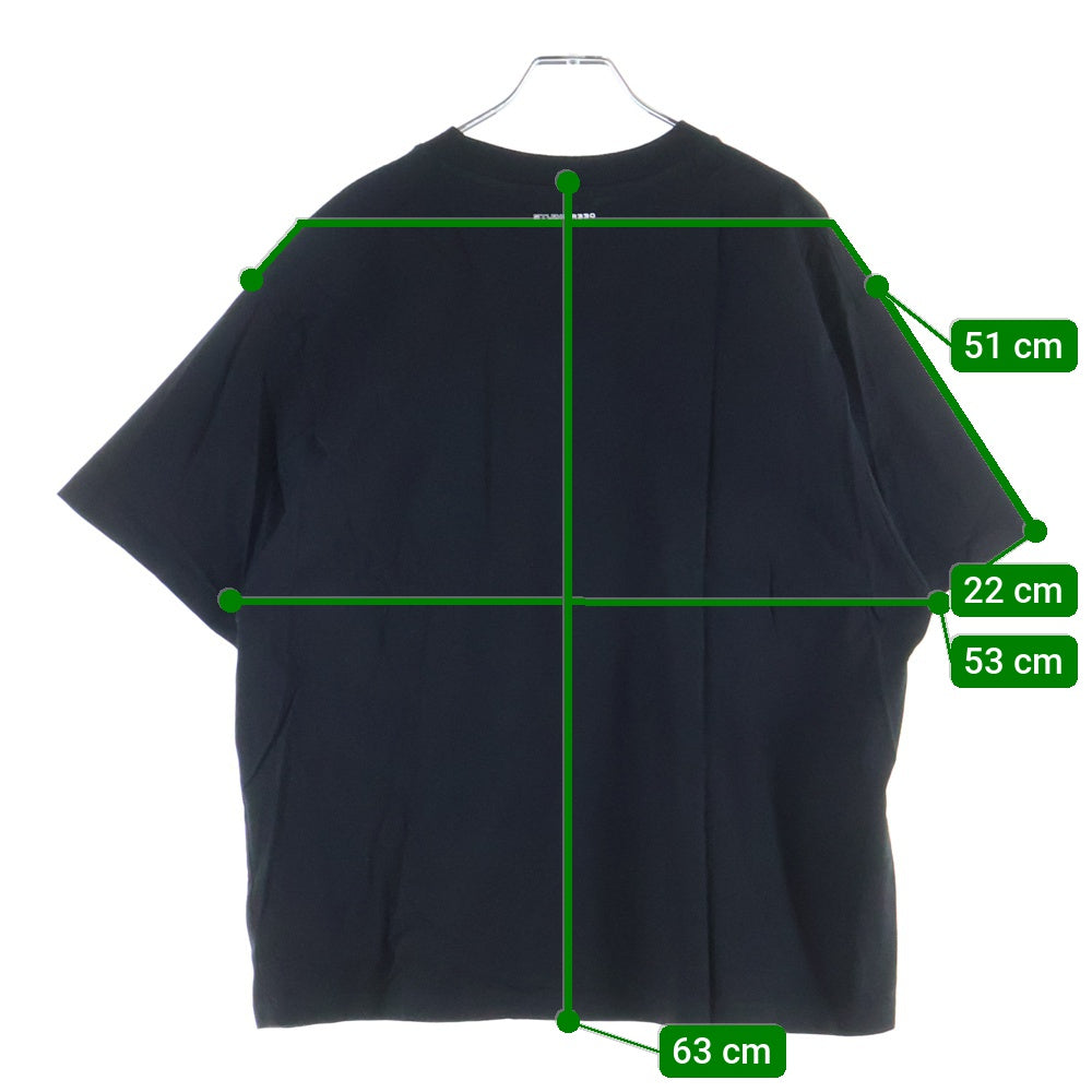 NO BRAND(ノーブランド) STUDIO R330(ステュディオ アール スリーサーティー)フロントプリント クルーネック半袖Tシャツ ブラック
