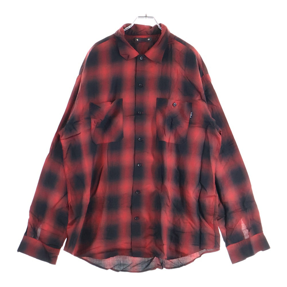 MINEDENIM(マインデニム) Rayon Ombre Check Loose Work SH レーヨン オンブレ チェック ルーズ ワーク シャツ レッド MND-TSK001-17-022